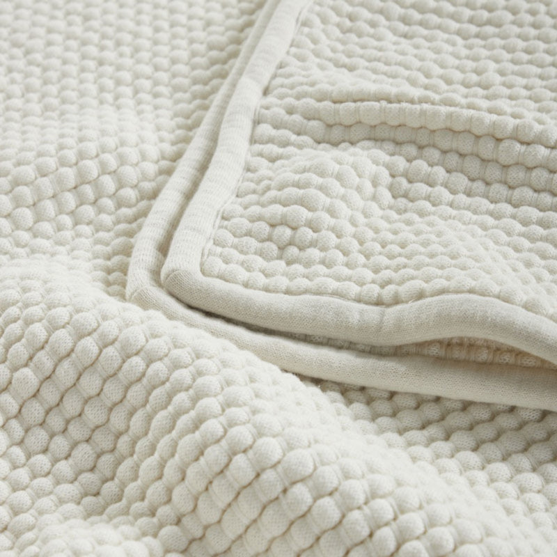 popcorn weave ivory throw blanket