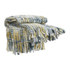 throw chunky woven blue green white fringe