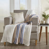 throw mohair blush ivory blue stripes fringe