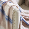 throw mohair blush ivory blue stripes fringe