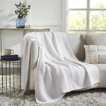 popcorn weave white throw blanket
