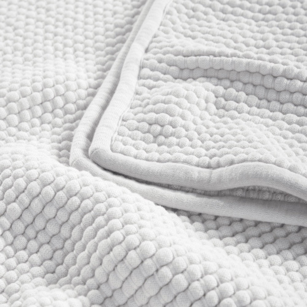 popcorn weave white throw blanket