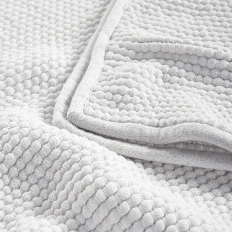popcorn weave white throw blanket