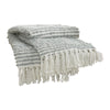 throw ivory grey striped twisted fringe ends