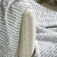throw ivory grey striped twisted fringe ends