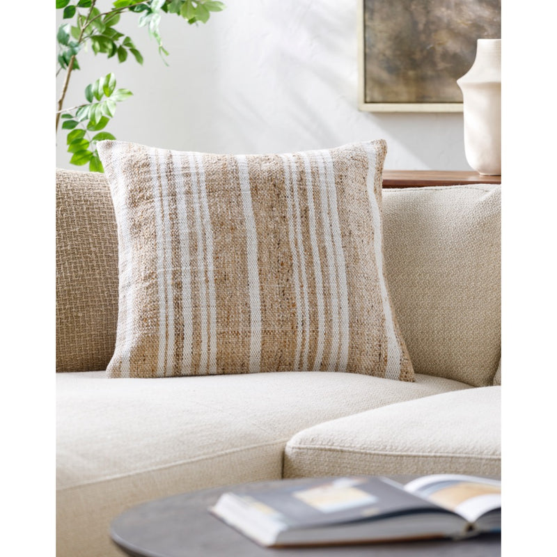 striped tan off white throw pillow outdoor safe woven square