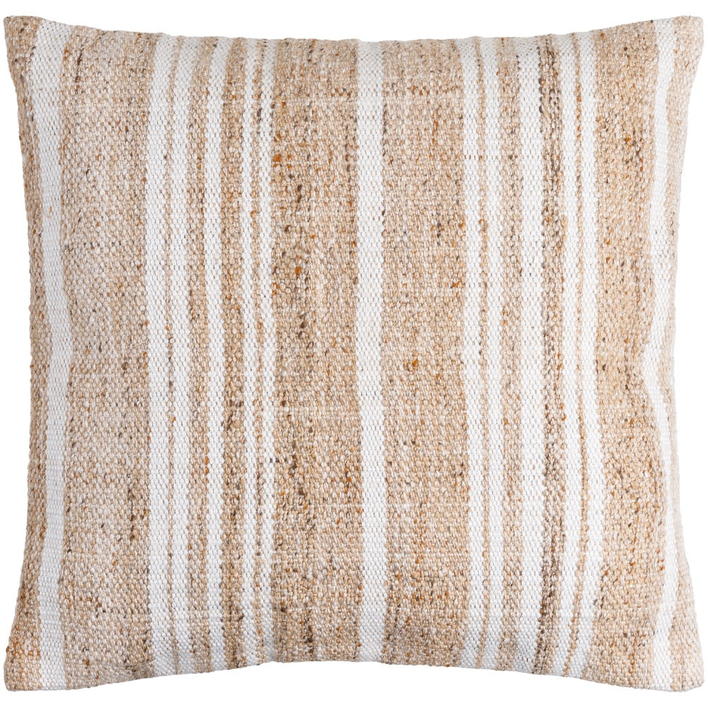 striped tan off white throw pillow outdoor safe woven square