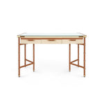 leather wrapped canvas drawer desk tan gold accents