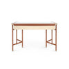 leather wrapped canvas drawer desk tan gold accents