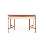 leather wrapped canvas drawer desk tan gold accents