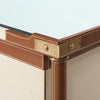leather wrapped canvas drawer desk tan gold accents