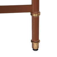 leather wrapped canvas drawer desk tan gold accents