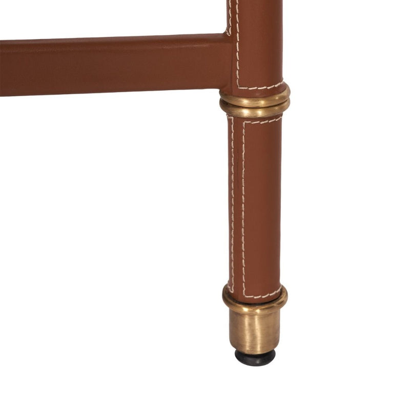 leather wrapped canvas drawer desk tan gold accents