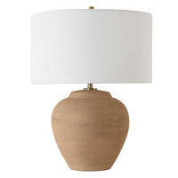 terracotta table lamp white linen drum shade