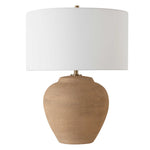 terracotta table lamp white linen drum shade