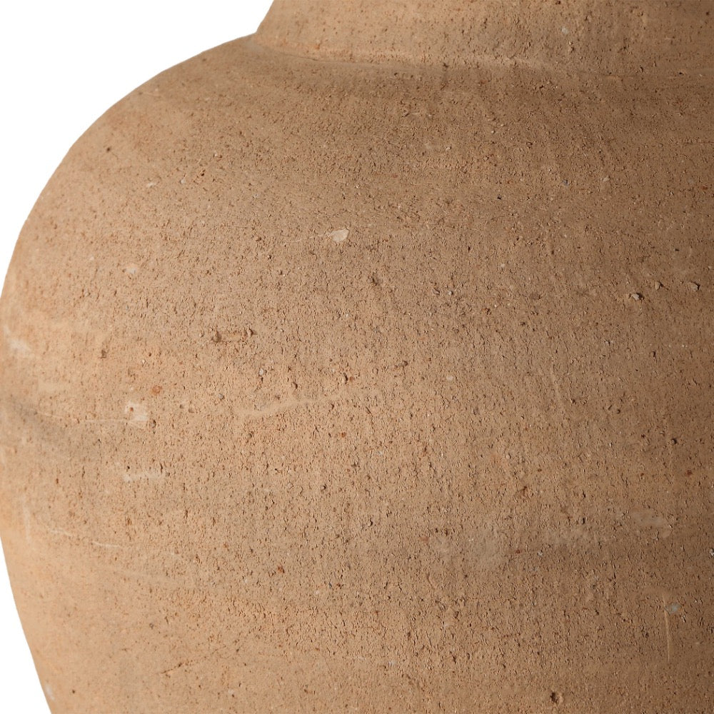 terracotta table lamp white linen drum shade