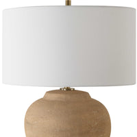 terracotta table lamp white linen drum shade