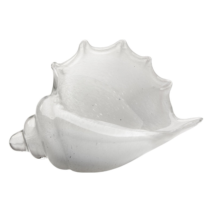 white glass conch shell hand blown glass