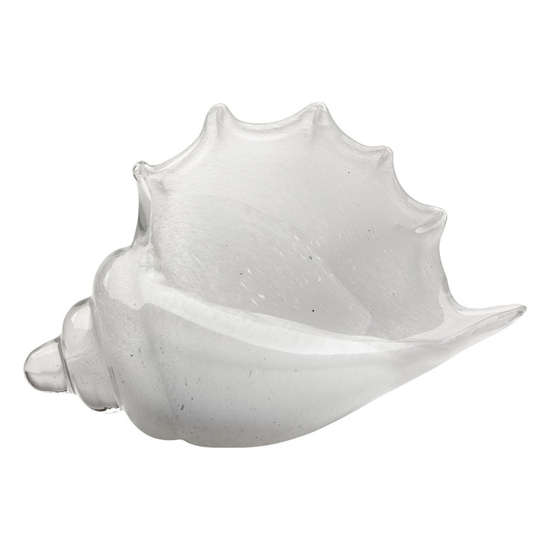 white glass conch shell hand blown glass