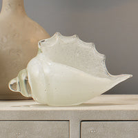 white glass conch shell hand blown glass