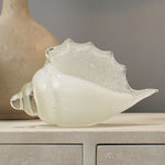 white glass conch shell hand blown glass