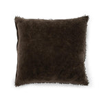 Introducing the Velvet Pom Pom Pillow by Sugarboo & Co., a stunning square throw pillow in black, crafted from textured velvet. It features delicate decorative fringe and subtle pom pom detailing around the edges.