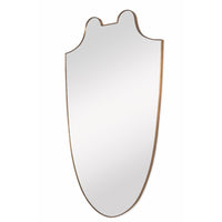shield shaped mirror antique brass frame