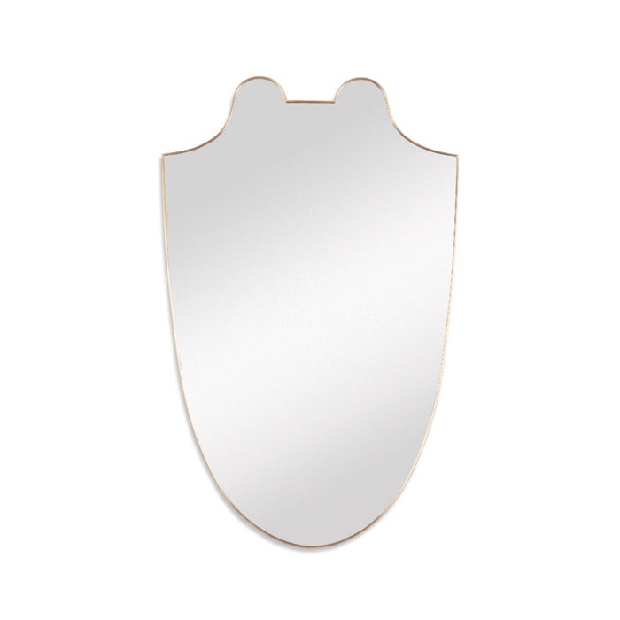 shield shaped mirror antique brass frame