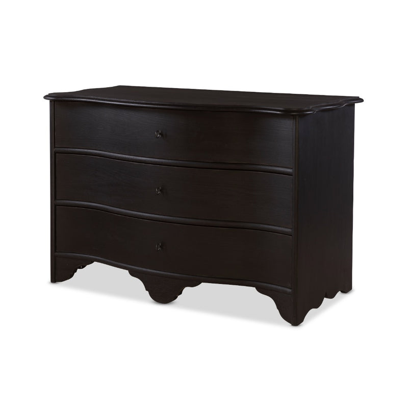 chest 3 drawers serpentine front black