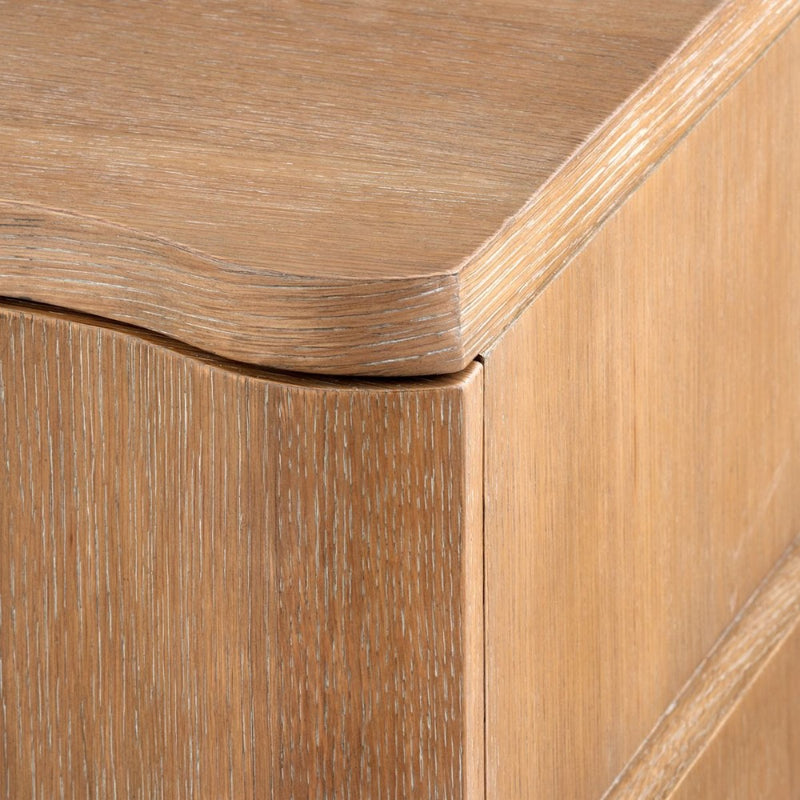 scalloped wood dresser six drawer natural oak 