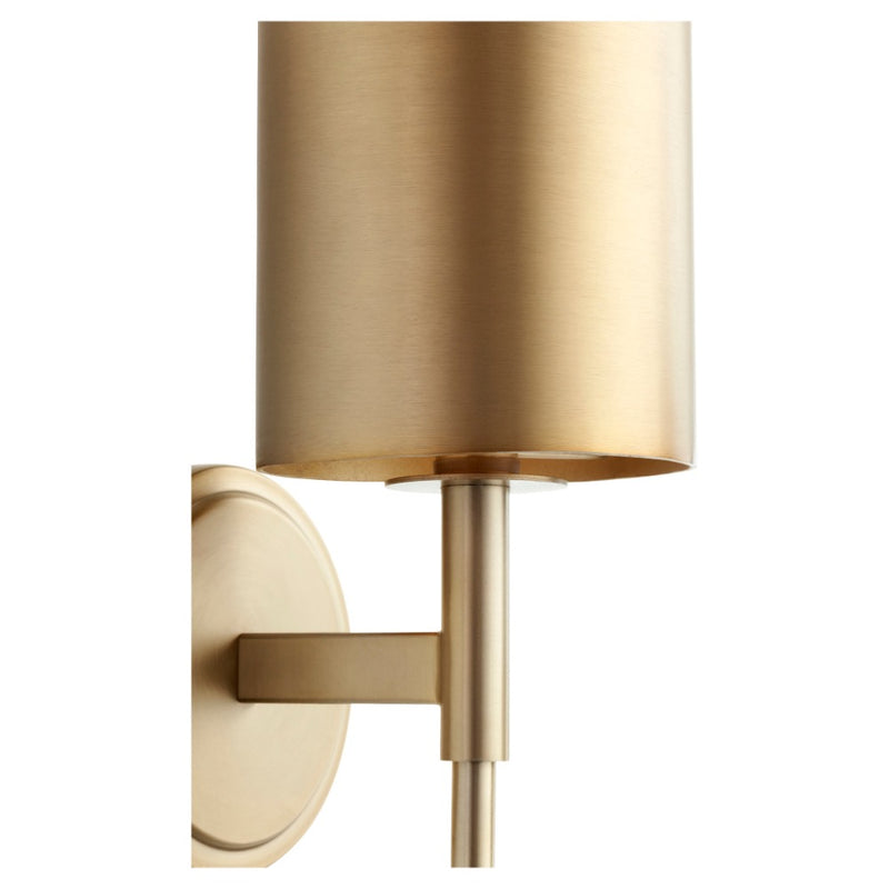 contemporary aged brass metal wall sconce