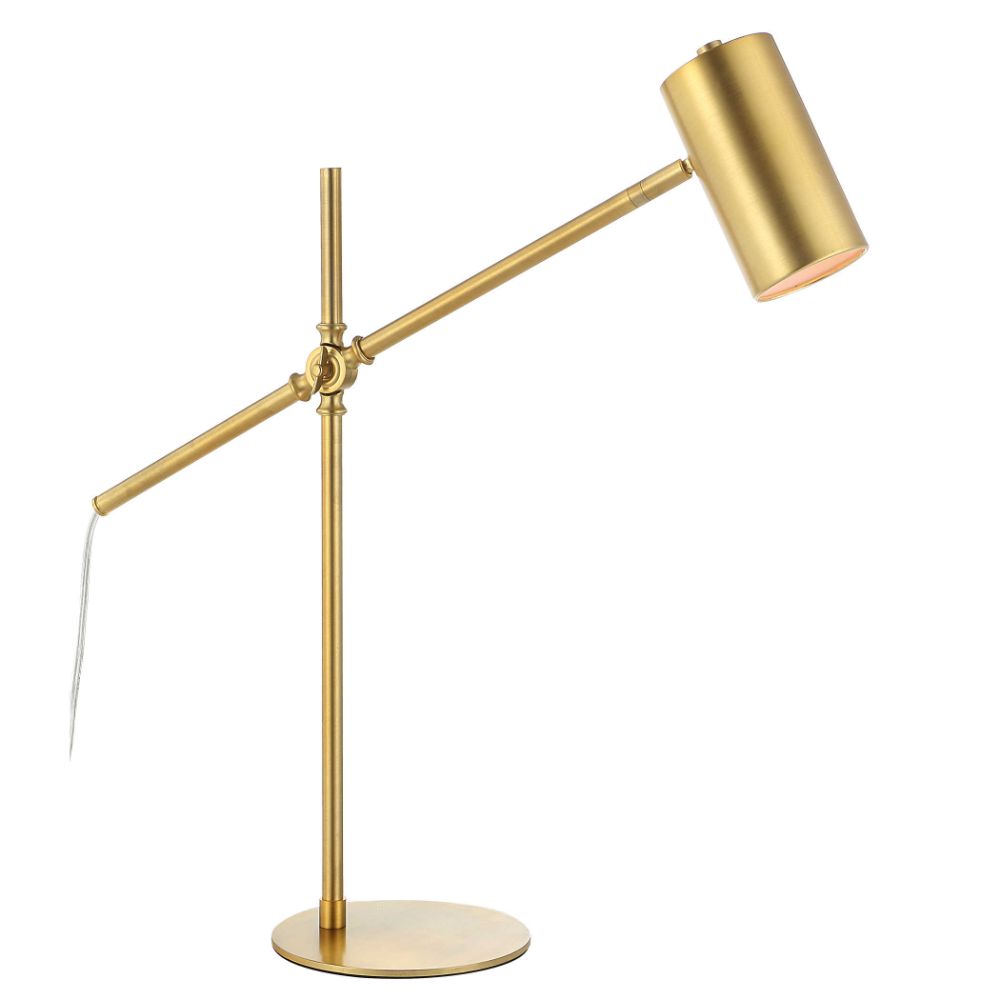 desk/task lamp brushed gold contemporary adjustable cylinder-like metal shade