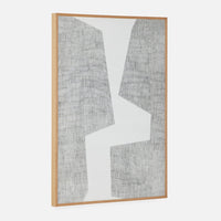 rectangle oak veneer frame modern wall art gray white water hyacinth abstract