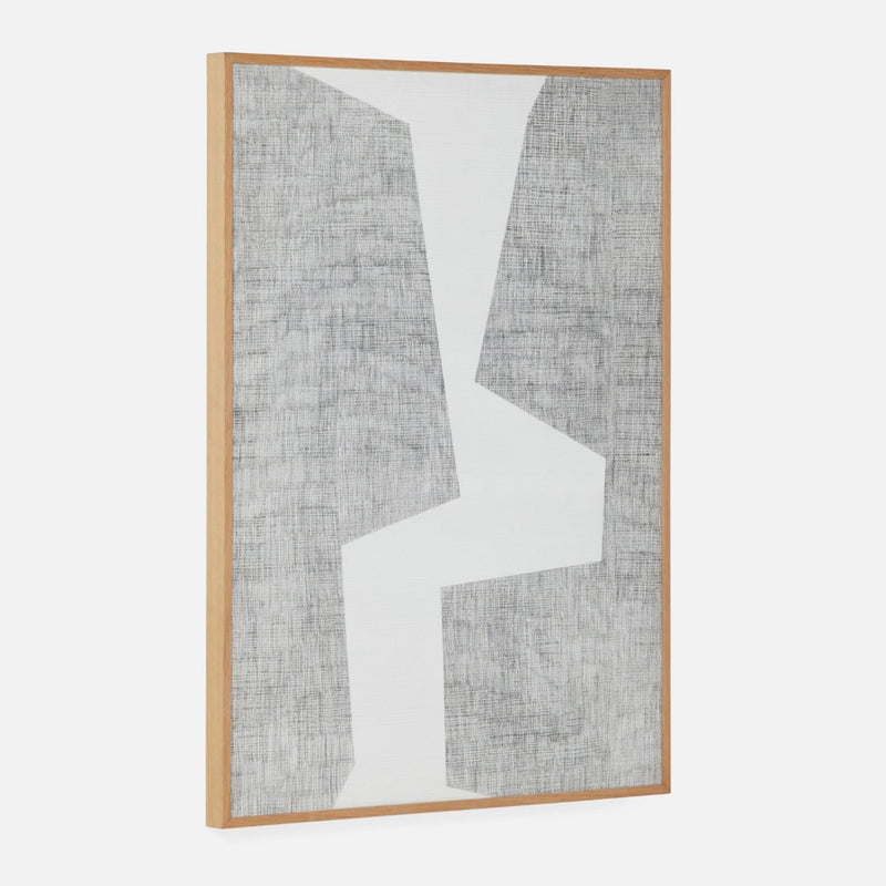 rectangle oak veneer frame modern wall art gray white water hyacinth abstract
