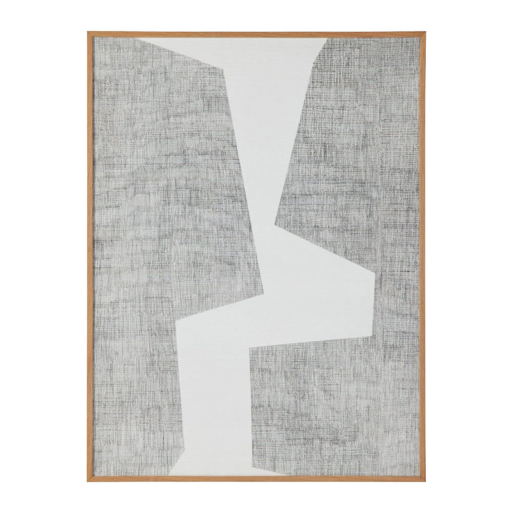 rectangle oak veneer frame modern wall art gray white water hyacinth abstract