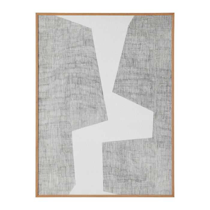 rectangle oak veneer frame modern wall art gray white water hyacinth abstract