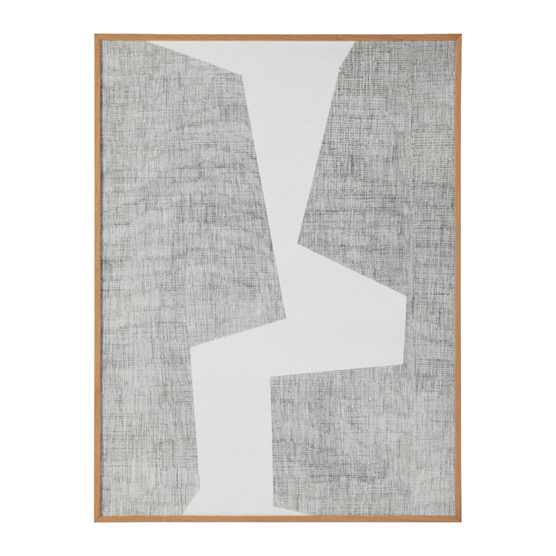 rectangle oak veneer frame modern wall art gray white water hyacinth abstract