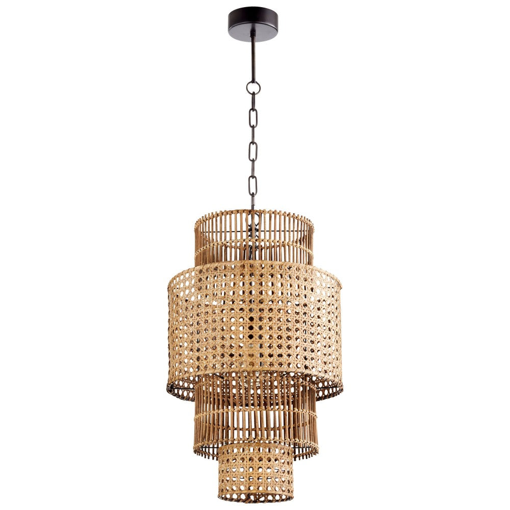 rattan wicker pendant tiered natural 