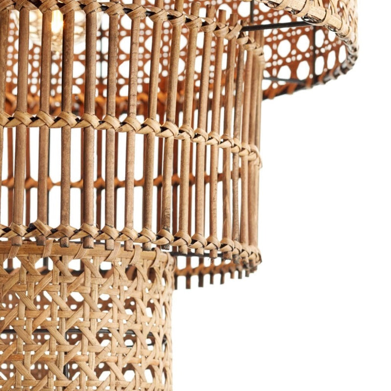 rattan wicker pendant tiered natural 