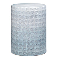 round garden stool blue ombre textured wildflower pattern