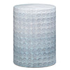 round garden stool blue ombre textured wildflower pattern