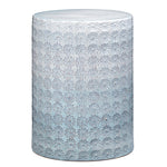 round garden stool blue ombre textured wildflower pattern