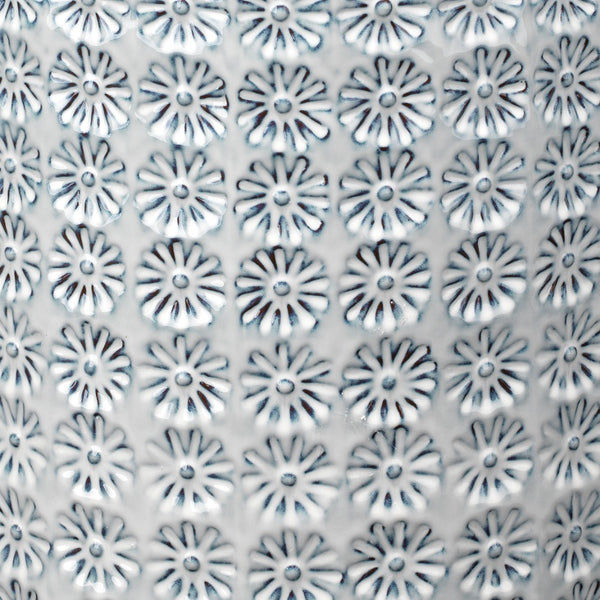 round garden stool blue ombre textured wildflower pattern