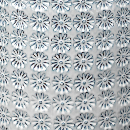 round garden stool blue ombre textured wildflower pattern