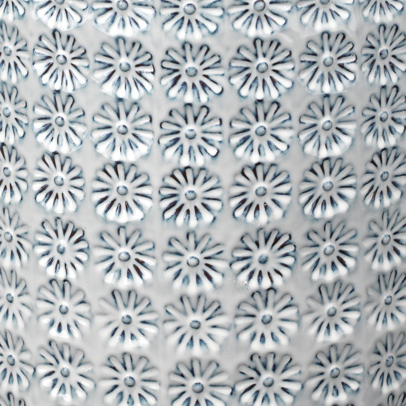 round garden stool blue ombre textured wildflower pattern