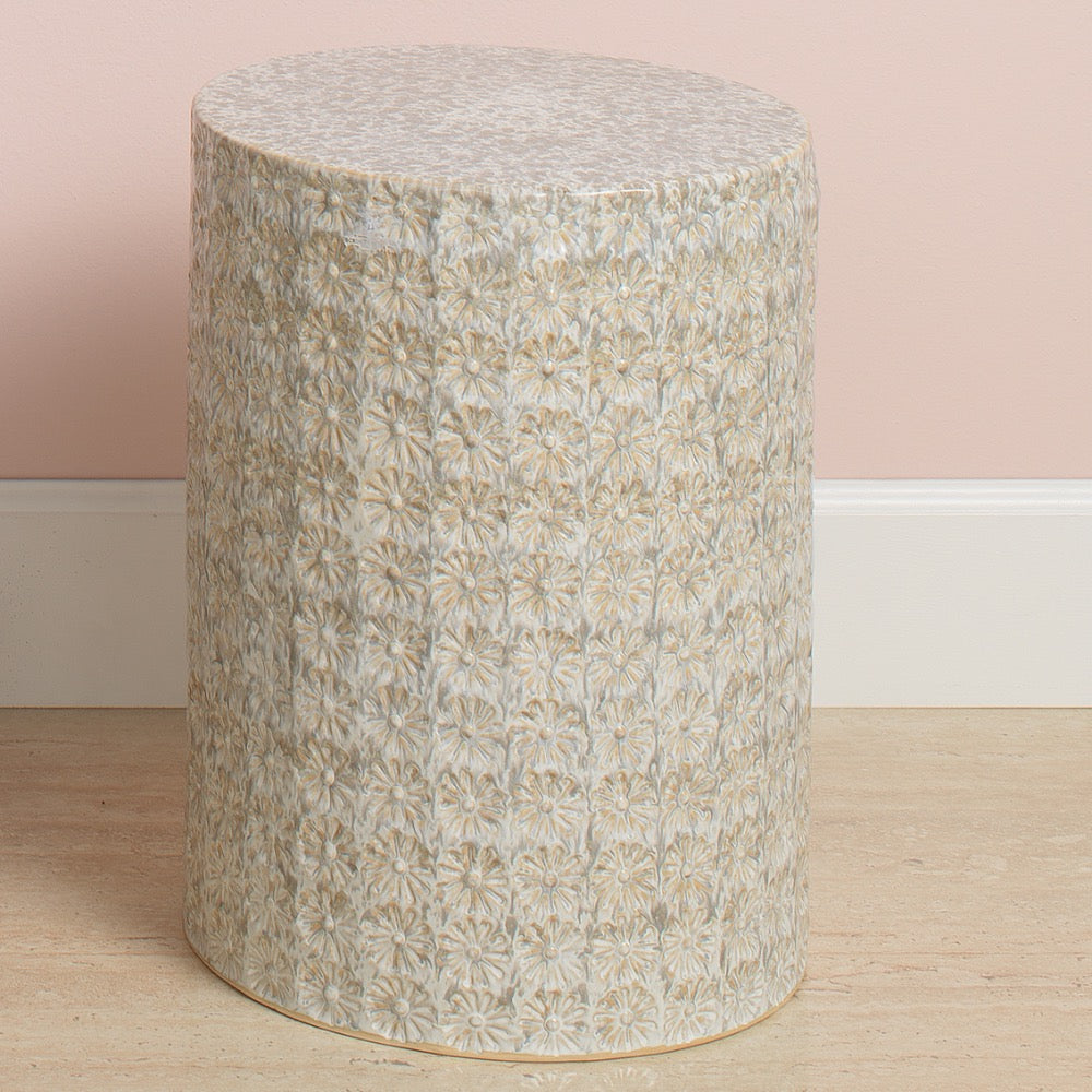 wildflower garden stool cream gray side table