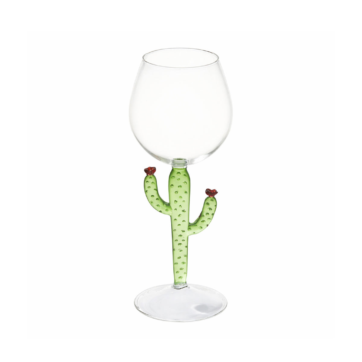 wine glass aztec cactus green pink handmade