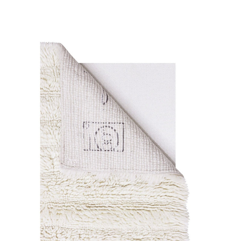 woolable rug white gradient pile neutral vertical horizontal lines handcrafted
