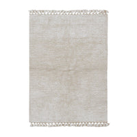 layered wool sandstone white tufted textured rectangular tassels rug