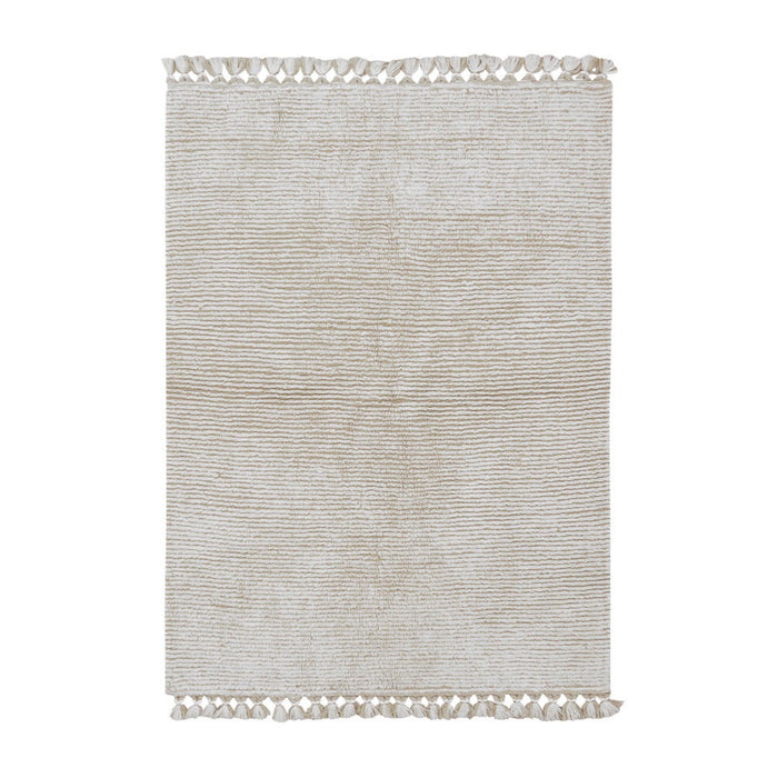 layered wool sandstone white tufted textured rectangular tassels rug